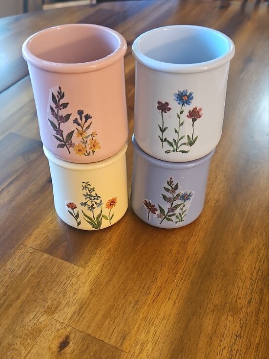 la freimere Other - La Fermiere Reuseable Ceramic Jars W/ Decopaged Floral Design. Set Of 4